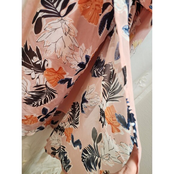 A New Day Womens M Pink Midi Dress Ruffle Tropical Beach Feminine Flowy Vacation - Picture 4 of 14